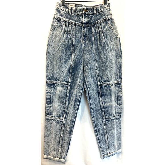 Vintage 90s Y2K Womens Acid Wash High Waist Pleat Jeans Size 13 14 Jrs Preppy - Picture 1 of 16